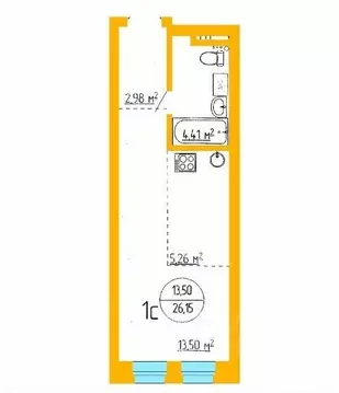 1-к кв. Башкортостан, Уфа ул. Аксакова, 79 (26.15 м)