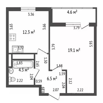 1-к кв. Санкт-Петербург Бокситогорская ул., 27 (46.8 м)