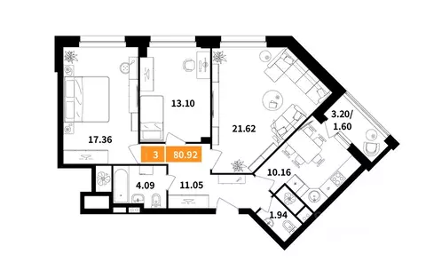 3-к кв. Московская область, Химки Планерный квартал жилой комплекс ...