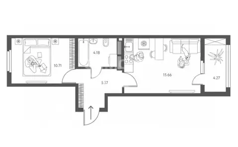 1-к кв. Липецкая область, Липецк ул. Перова, 2Д (38.0 м)