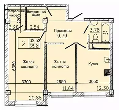 2-к кв. Ставропольский край, Пятигорск ул. Ермолова, 28А (68.6 м)