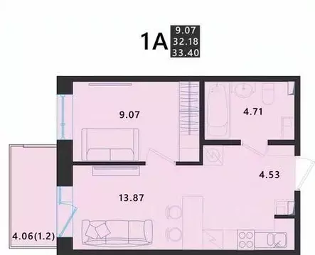 1-к кв. Псковская область, Псковский район, Завеличенская волость, д. ...