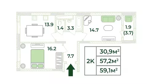2-к кв. Крым, Симферопольский район, с. Мирное, Жигулина Роща мкр  ...