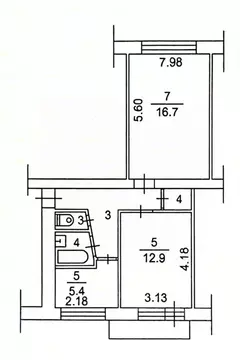 2-к кв. Томская область, Томск Тверская ул., 101А (50.0 м)