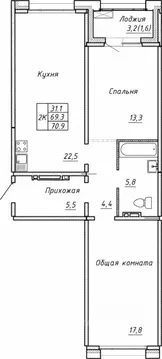2-к кв. Новосибирская область, Новосибирск Гренландия жилой комплекс ...