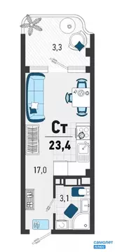 Квартира-студия: Агой, Конечная улица, 4 (23.4 м)