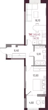 1-к кв. Свердловская область, Екатеринбург ул. Академика Вавилова, 9 ...