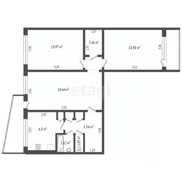 3-к кв. Мордовия, Саранск ул. Н. Эркая, 8 (64.0 м)