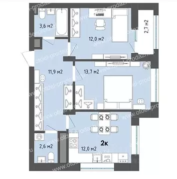 2-к кв. Воронежская область, Воронеж бул. Содружества, 1 (57.2 м)