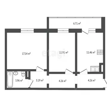 2-к кв. Тюменская область, Тюмень ул. Алматинская, 12 (64.0 м)