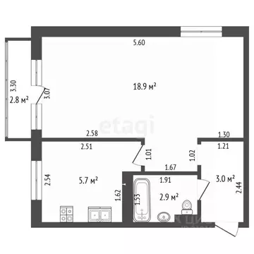 1-к кв. Калининградская область, Калининград Лесопильная ул., 71 (30.5 ...