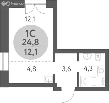 Квартира-студия: Новосибирск, 1-я Родниковая улица, 60/1 (24.8 м)