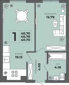 1-к кв. Калининградская область, Калининград ул. Генерала Толстикова, ...