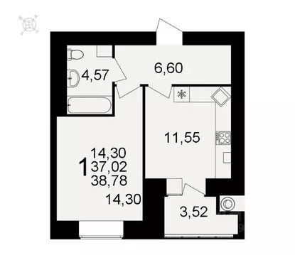 1-к кв. Рязанская область, Рязань ул. Княжье Поле, 10 (38.78 м)