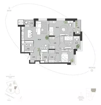 3-к кв. Тульская область, Тула Премьер Парк жилой комплекс (110.94 м)
