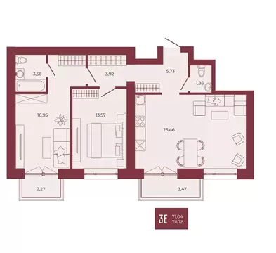 3-к кв. Пензенская область, Пенза ул. Тепличная, 55 (76.78 м)