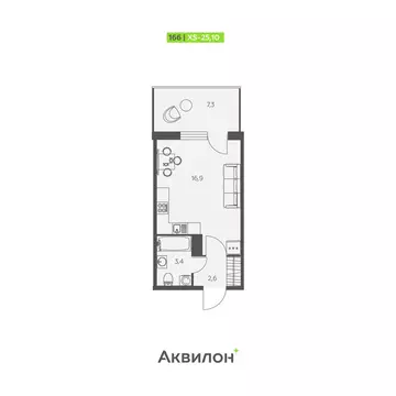 Квартира-студия: Заневское городское поселение, Кудрово, Солнечная ...