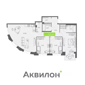 3-к кв. Архангельская область, Архангельск Троицкий просп., 110 ...