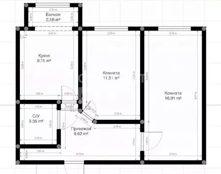 2-к кв. Кабардино-Балкария, Нальчик ул. Головко, 99 (50.0 м)