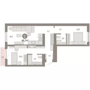 2-комнатная квартира: Новосибирский район, рабочий посёлок Краснообск, ...