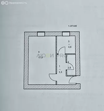 1-комнатная квартира: Новоузенск, 1-й микрорайон, 1 (28.8 м)