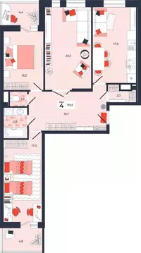 4-к кв. Тульская область, Тула ул. Академика Насоновой, 1А (99.6 м)