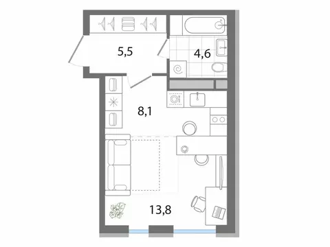 Квартира-студия: Ильинский, жилой комплекс Джи3 Театральный (32 м)