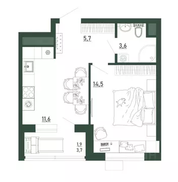 1-к кв. Воронежская область, Воронеж бул. Содружества, 6 (37.1 м)