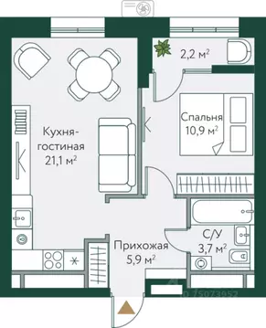 1-к кв. Волгоградская область, Волгоград Новосибирская ул., 74с1 (43.8 ...