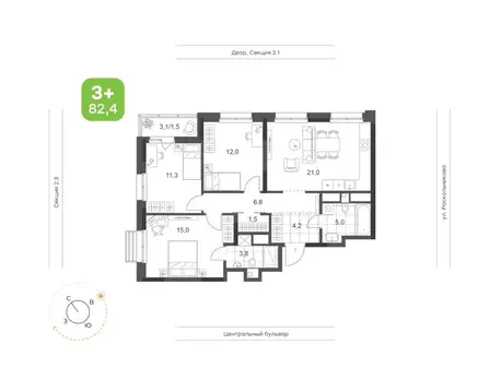 3-к кв. Татарстан, Набережные Челны Премьер-квартал жилой комплекс ...