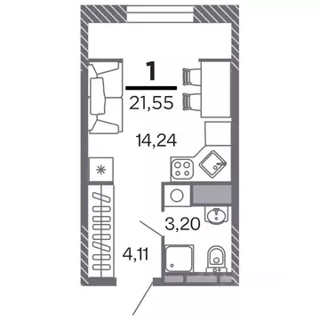 1-к кв. Рязанская область, Рязань Петра и Февронии жилой комплекс ...