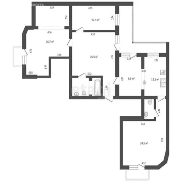 4-комнатная квартира: Омск, улица Маршала Жукова, 105 (119 м)