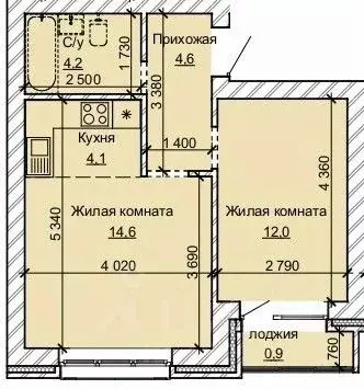 2-к кв. Алтайский край, Барнаул ул. Анатолия (40.4 м)