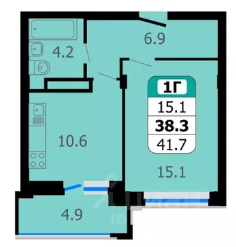 1-к кв. Чувашия, Новочебоксарск Восточная ул., 1к2 (41.7 м)