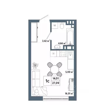 Студия Башкортостан, Уфа 42-й кв-л,  (27.14 м)