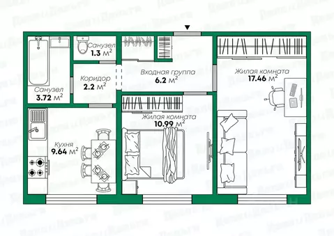 2-к кв. Кировская область, Киров Березниковский пер., 36/1 (51.2 м)