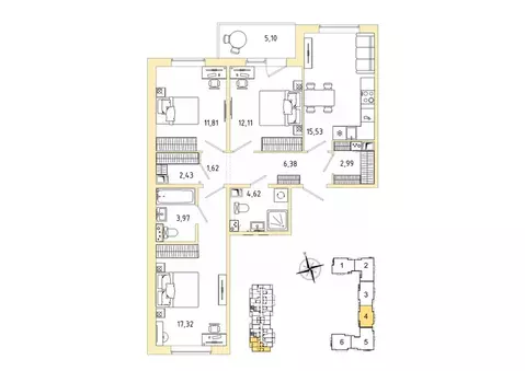 3-к кв. Ленинградская область, Гатчина Въезд мкр,  (81.33 м)