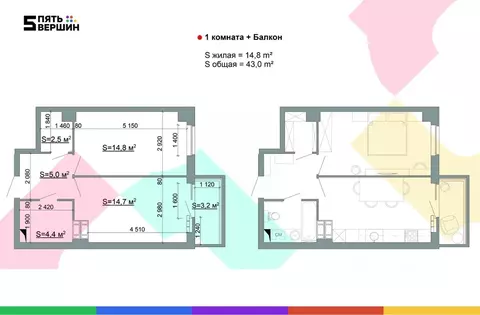 1-к кв. Волгоградская область, Волгоград ул. Пархоменко, 26 (43.0 м)