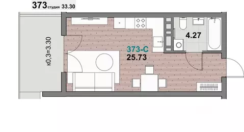 1-к кв. Калининградская область, Зеленоградск ул. Гагарина (33.29 м)