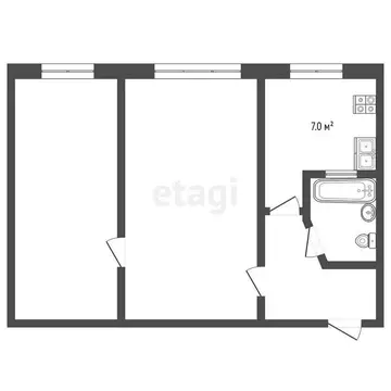 2-комнатная квартира: Севастополь, улица Героев Севастополя, 25 (46.5 ...