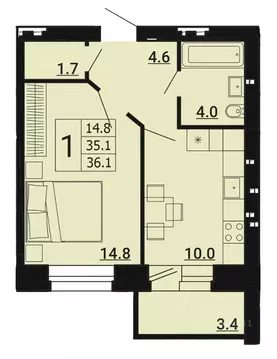1-к кв. Орловская область, Орловский район, д. Образцово бул. Героев, ...