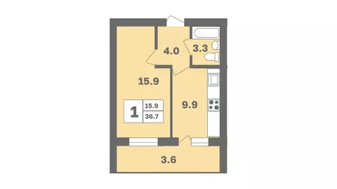1-к кв. Башкортостан, Уфа Дагестанская ул., лит12 (36.7 м)