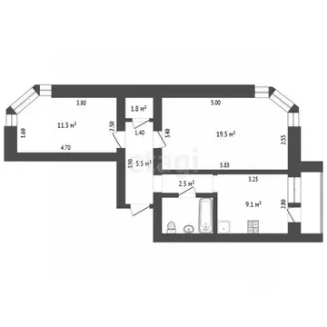 2-к кв. Ямало-Ненецкий АО, Новый Уренгой Восточный мкр, 5/5 (53.9 м)