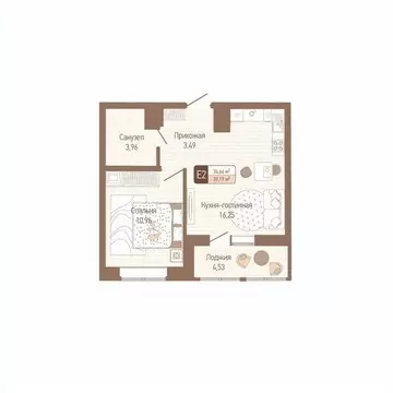 1-к кв. Тульская область, Тула Кулик жилой комплекс (36.93 м)