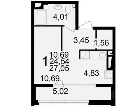 1-к кв. Рязанская область, Рязань ул. Чкалова (24.54 м)