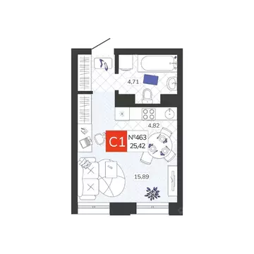 1-к кв. Тульская область, Тула Мясново мкр, Желания жилой комплекс ...