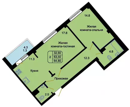 2-к кв. Псковская область, Псковский район, Писковичская волость, д. ...