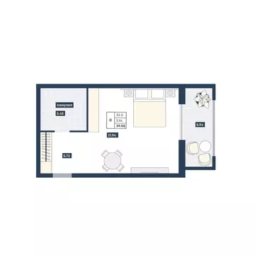 Студия Краснодарский край, Анапа Лучи жилой комплекс (39.05 м)