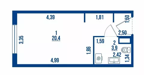 Квартира-студия: Санкт-Петербург, Витебский проспект, 99к1 (24 м)