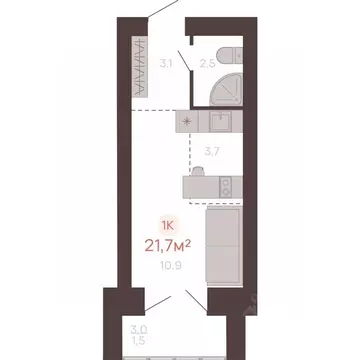 1-к кв. Алтайский край, Новоалтайск ул. Южсиба, 52А (21.7 м)